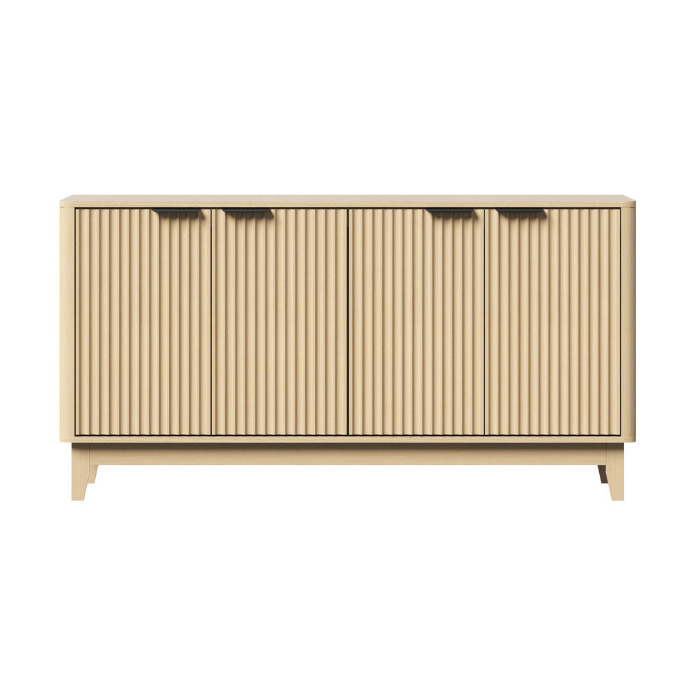 Oikiture Buffet Sideboard Storage Cabinet 4 Doors Cupboard Natural-Sideboard-PEROZ Accessories