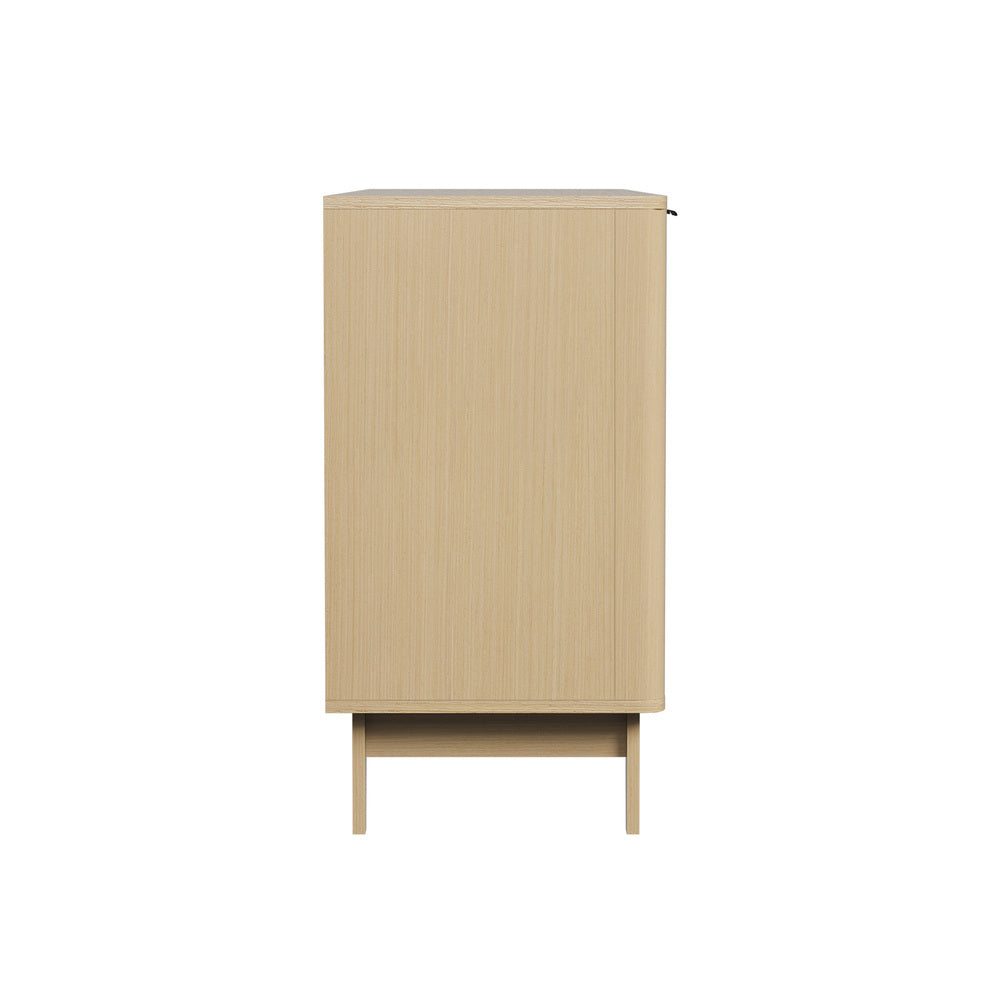 Oikiture Buffet Sideboard Storage Cabinet 4 Doors Cupboard Natural-Sideboard-PEROZ Accessories