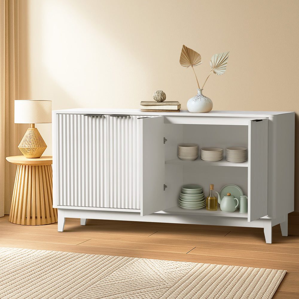 Oikiture Buffet Sideboard Storage Cabinet 4 Doors Cupboard White-Sideboard-PEROZ Accessories