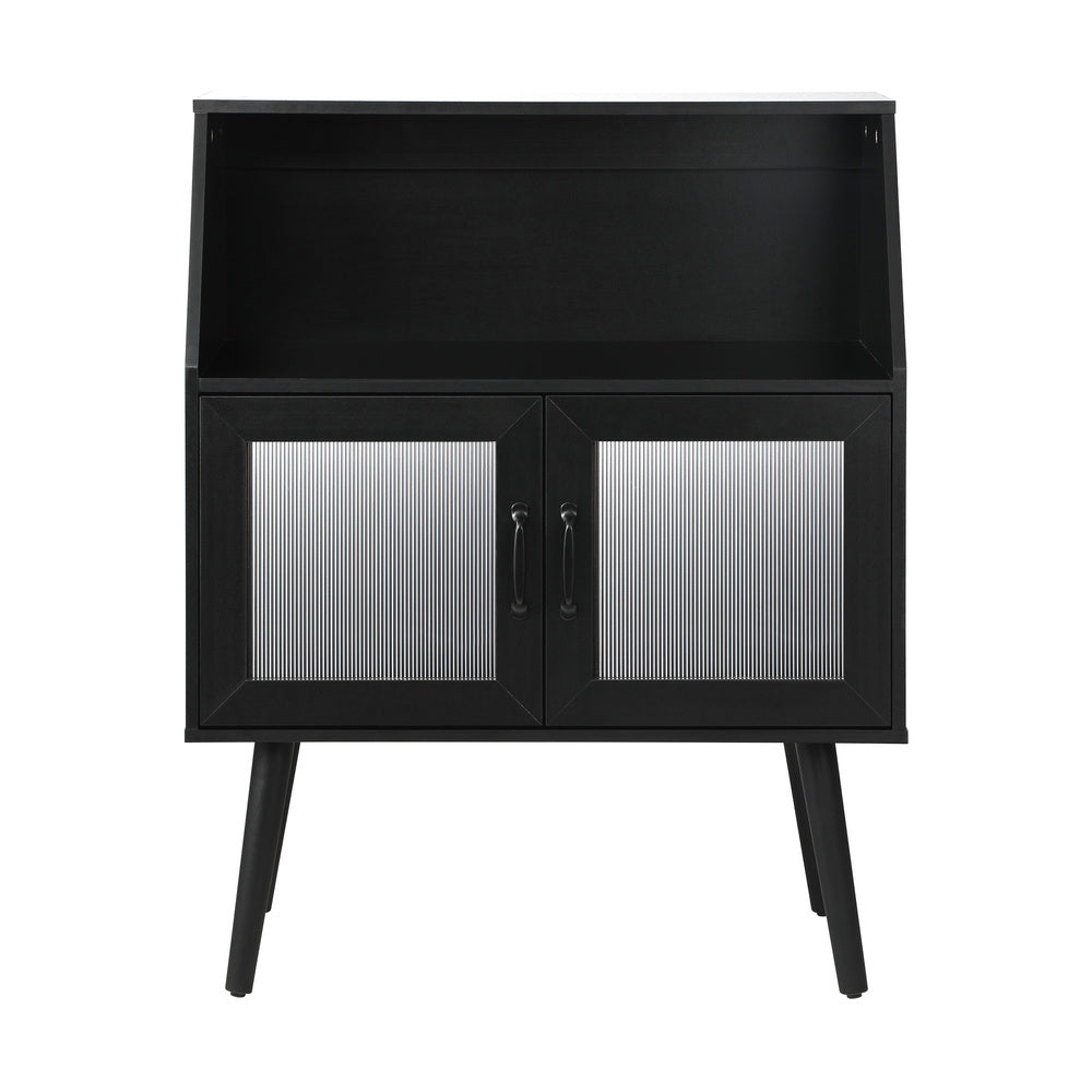 Oikiture Sideboard Buffet Cabinet with Open Shelf, Glass Doors and 2 Tier Storage Cabinet Coffee Bar Table-Sideboards-PEROZ Accessories