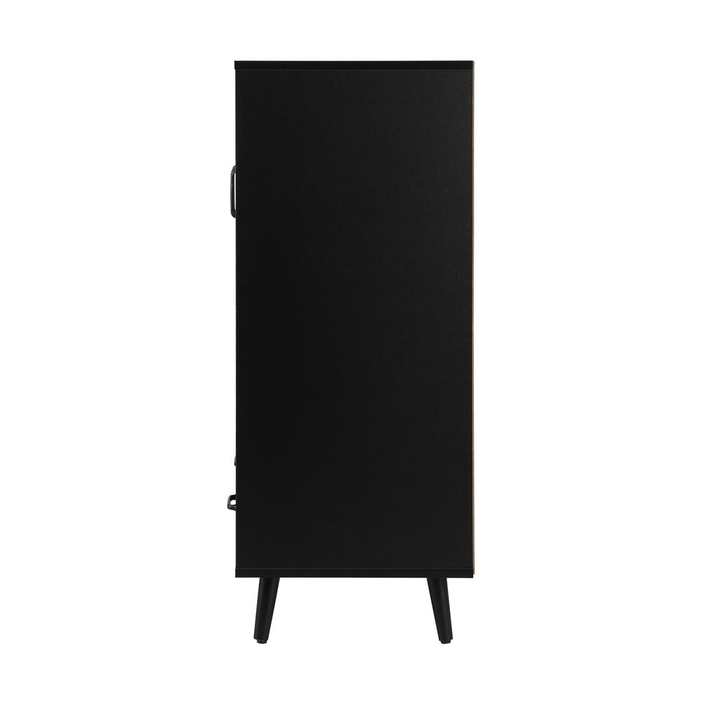 Oikiture Sideboard Buffet Cabinet with Pull Up Drawers, Glass Doors and 2 Tier Storage Cabinet Coffee Bar Table-Sideboards-PEROZ Accessories