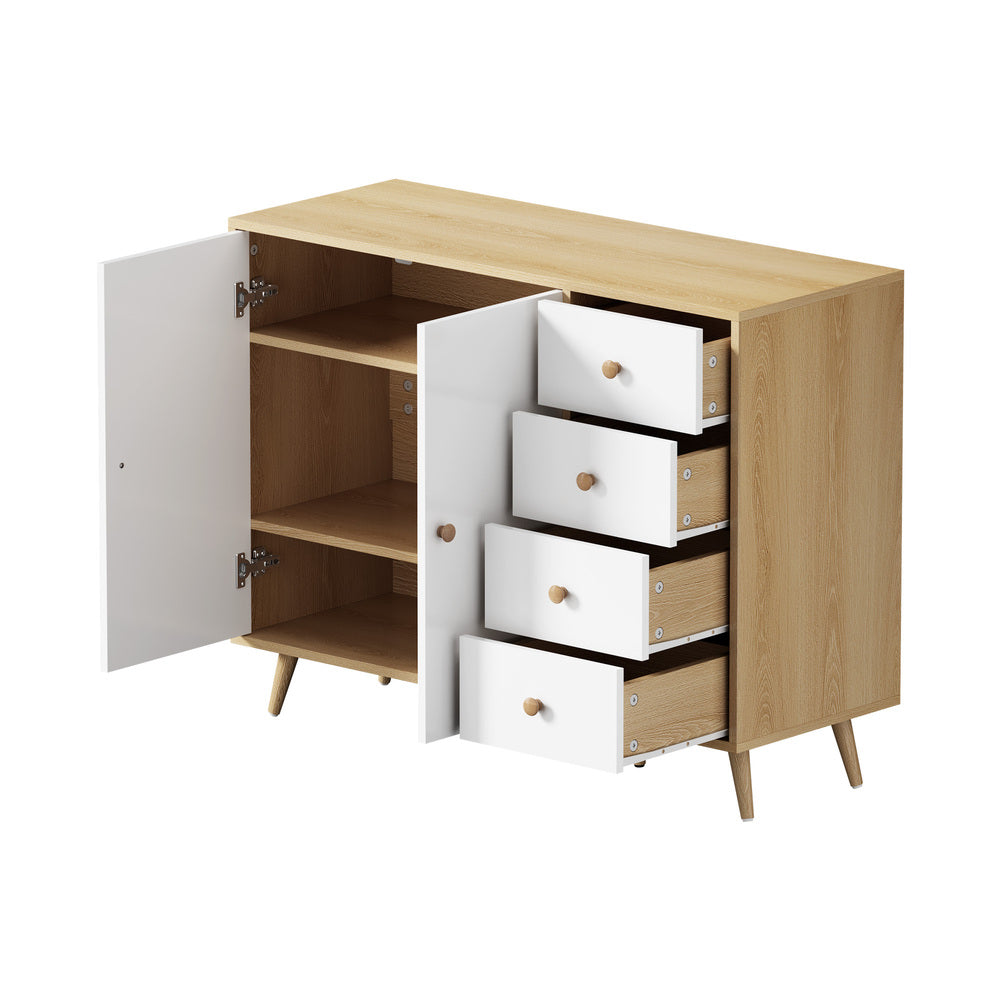 Oikiture Buffet Sideboard Cabinet 4 Drawers Storage Cupboard-Sideboard-PEROZ Accessories