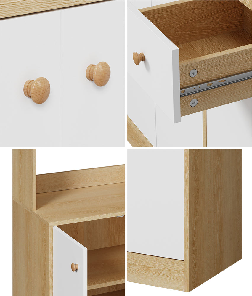 Oikiture Buffet Sideboard Storage Cabinet Kitchen Pantry Cupboard-Sideboard-PEROZ Accessories