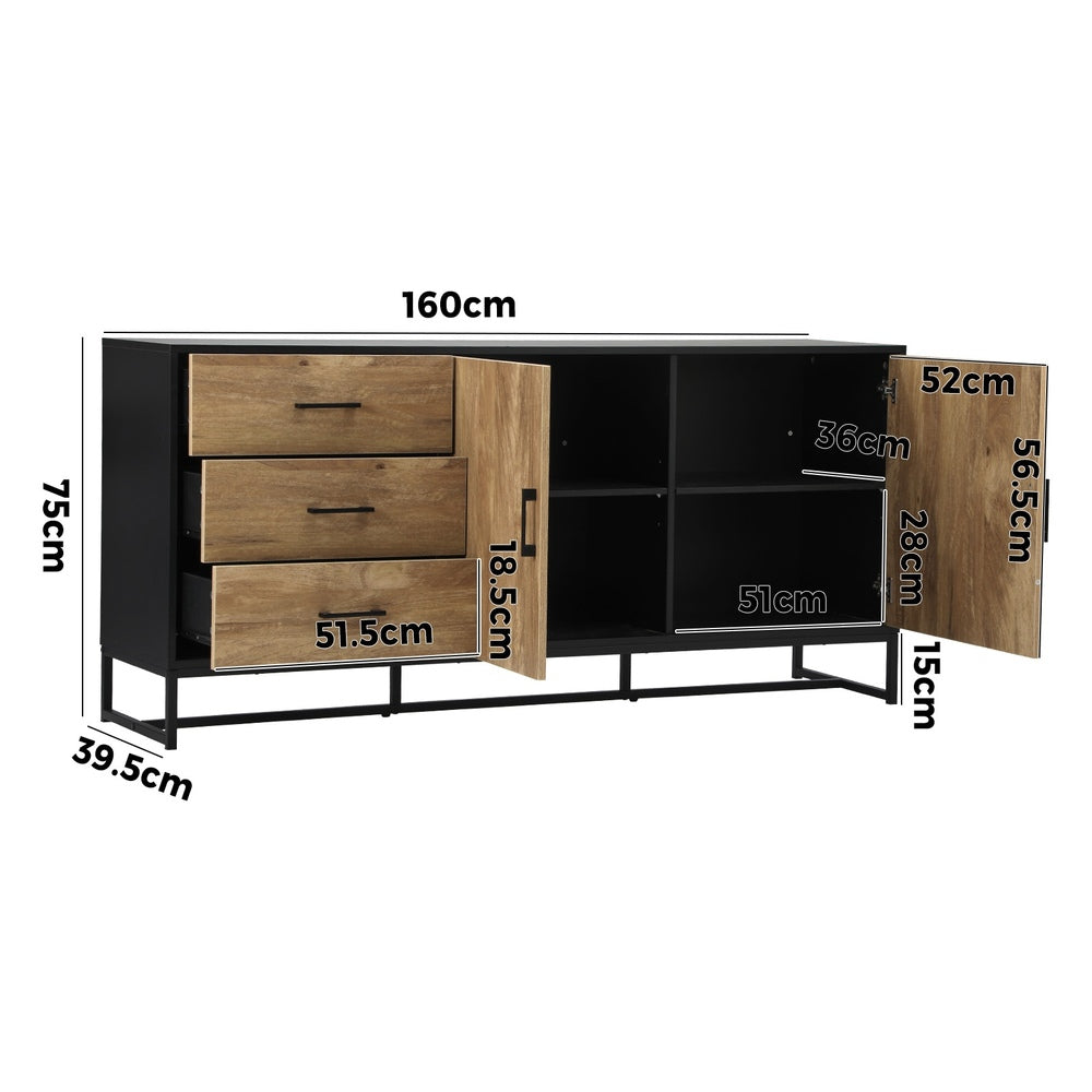 Oikiture Buffet Sideboard Cupboard Cabinet 3 Drawers 2 Door-Sideboard-PEROZ Accessories