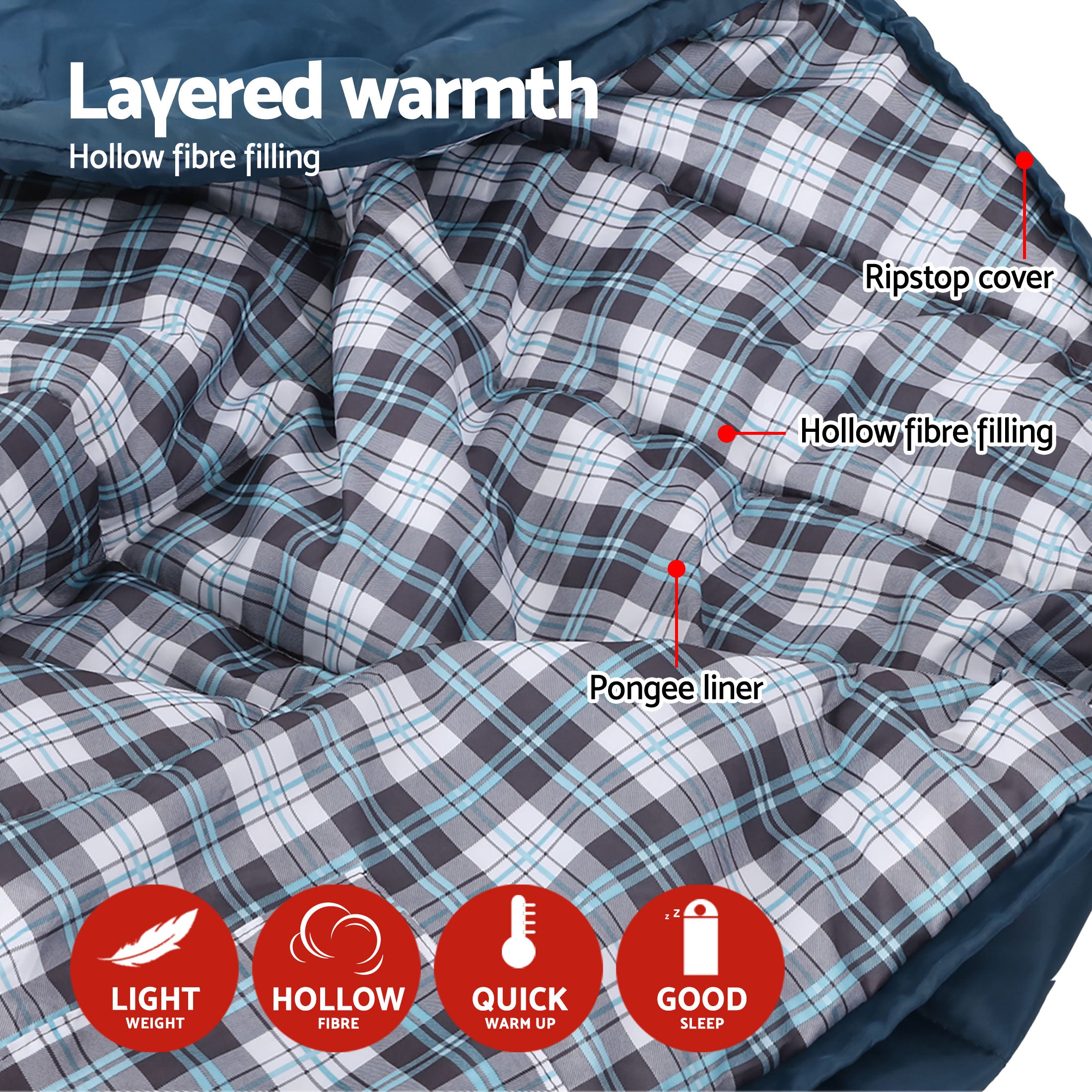 Weisshorn Sleeping Bag Set of 2 Single Thermal Camping Hiking Tent 0℃-Outdoor Recreation > Camping > Sleeping Bags-PEROZ Accessories