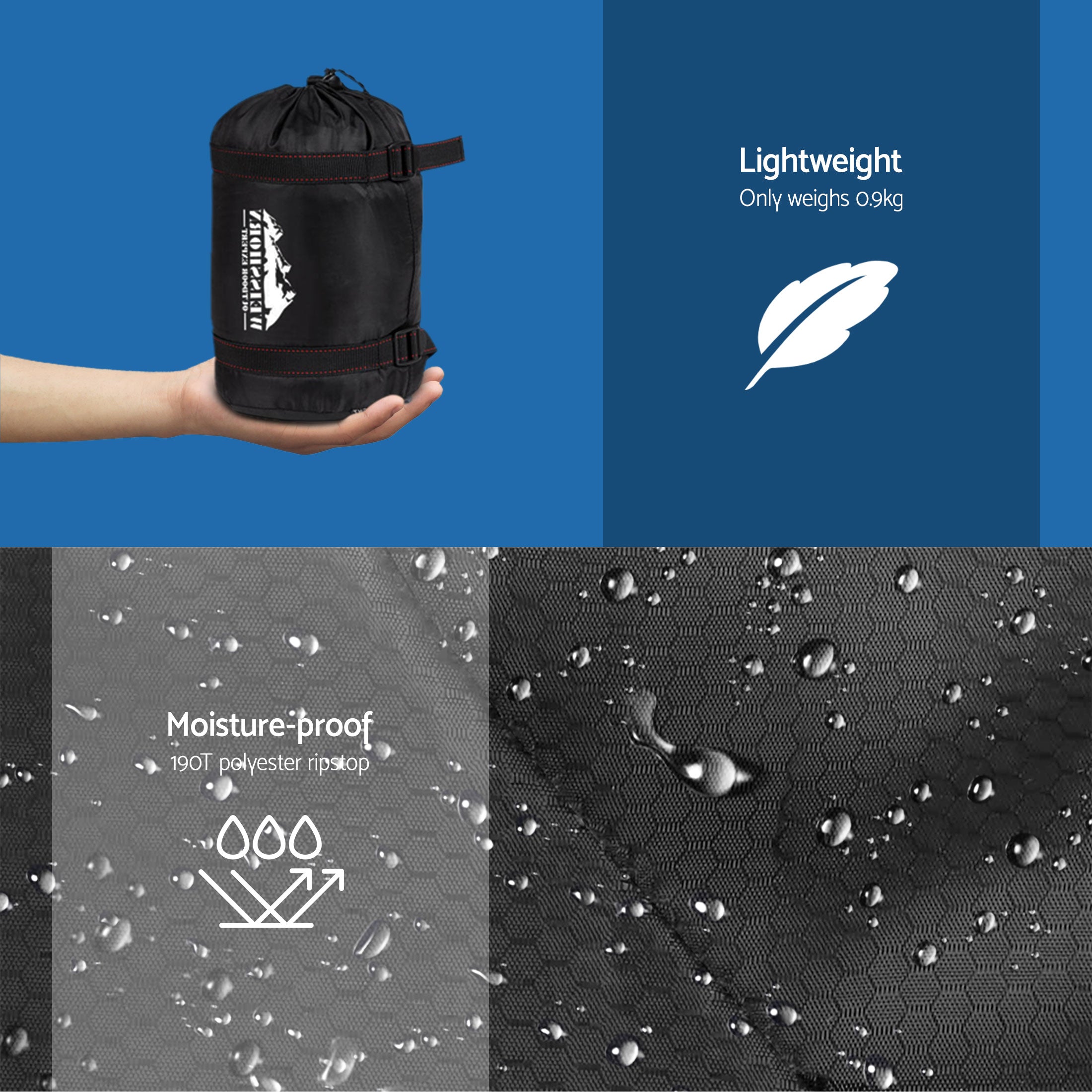 Weisshorn Sleeping Bag Set of 2 Single Thermal Camping Hiking Tent 0℃-Outdoor Recreation > Camping > Sleeping Bags-PEROZ Accessories