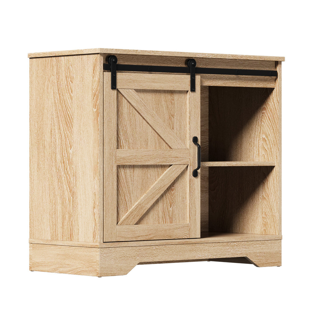 Oikiture Buffet Sideboard Cabinet Pantry Storage Cupboard Sliding Door Natural-Sideboard-PEROZ Accessories