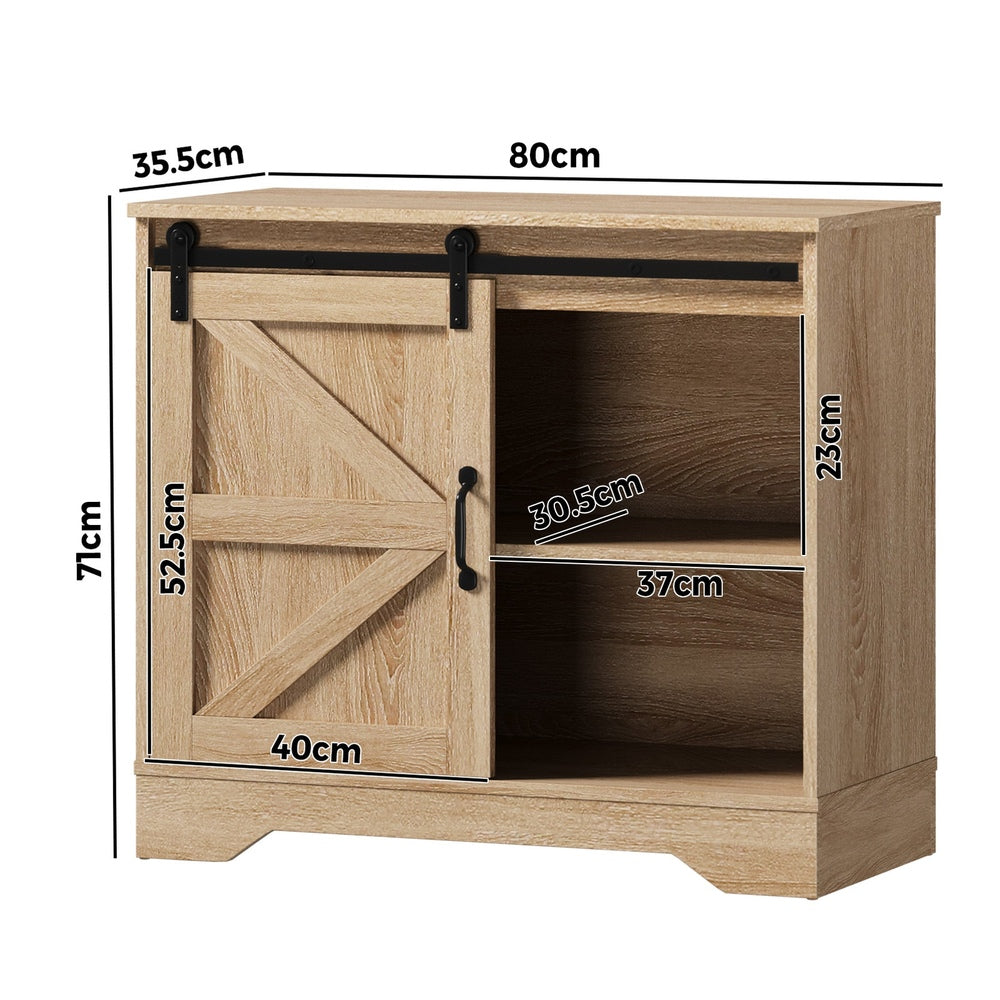 Oikiture Buffet Sideboard Cabinet Pantry Storage Cupboard Sliding Door Natural-Sideboard-PEROZ Accessories