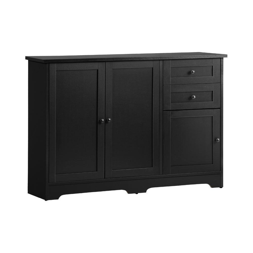 Oikiture Buffet Sideboard Kitchen Hallway Drawers Table Black-Sideboard-PEROZ Accessories