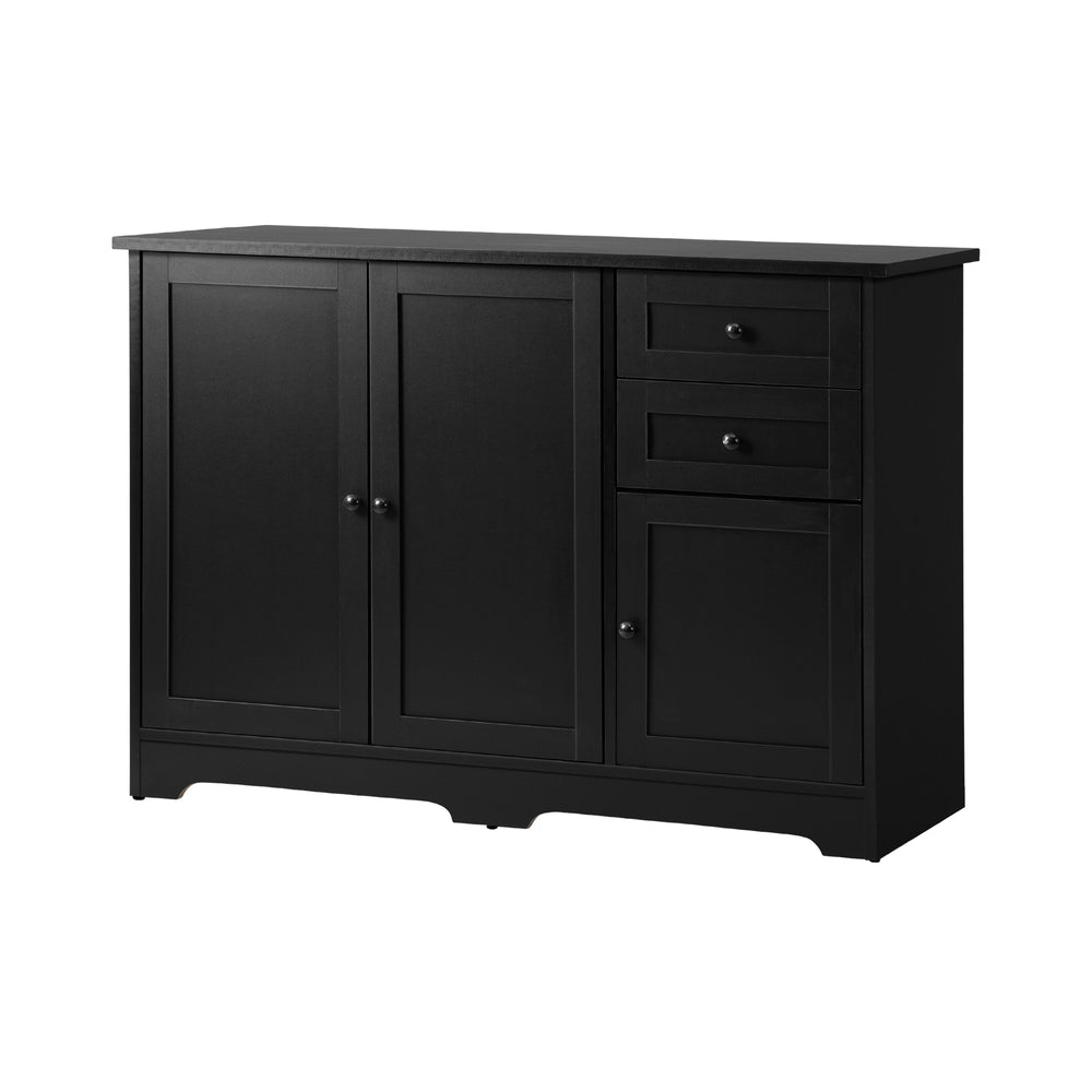 Oikiture Buffet Sideboard Kitchen Hallway Drawers Table Black-Sideboard-PEROZ Accessories