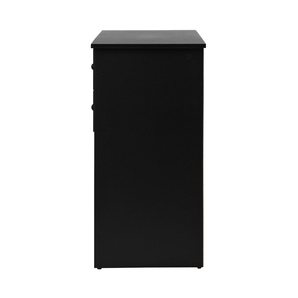 Oikiture Buffet Sideboard Kitchen Hallway Drawers Table Black-Sideboard-PEROZ Accessories