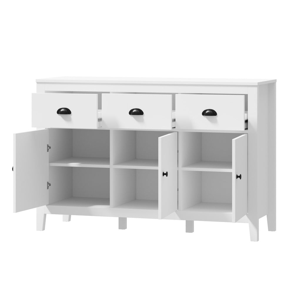 Oikiture Sideboard Buffet Storage Cabinet 3 Doors Cupboard Pantry Kitchen White-Sideboard-PEROZ Accessories