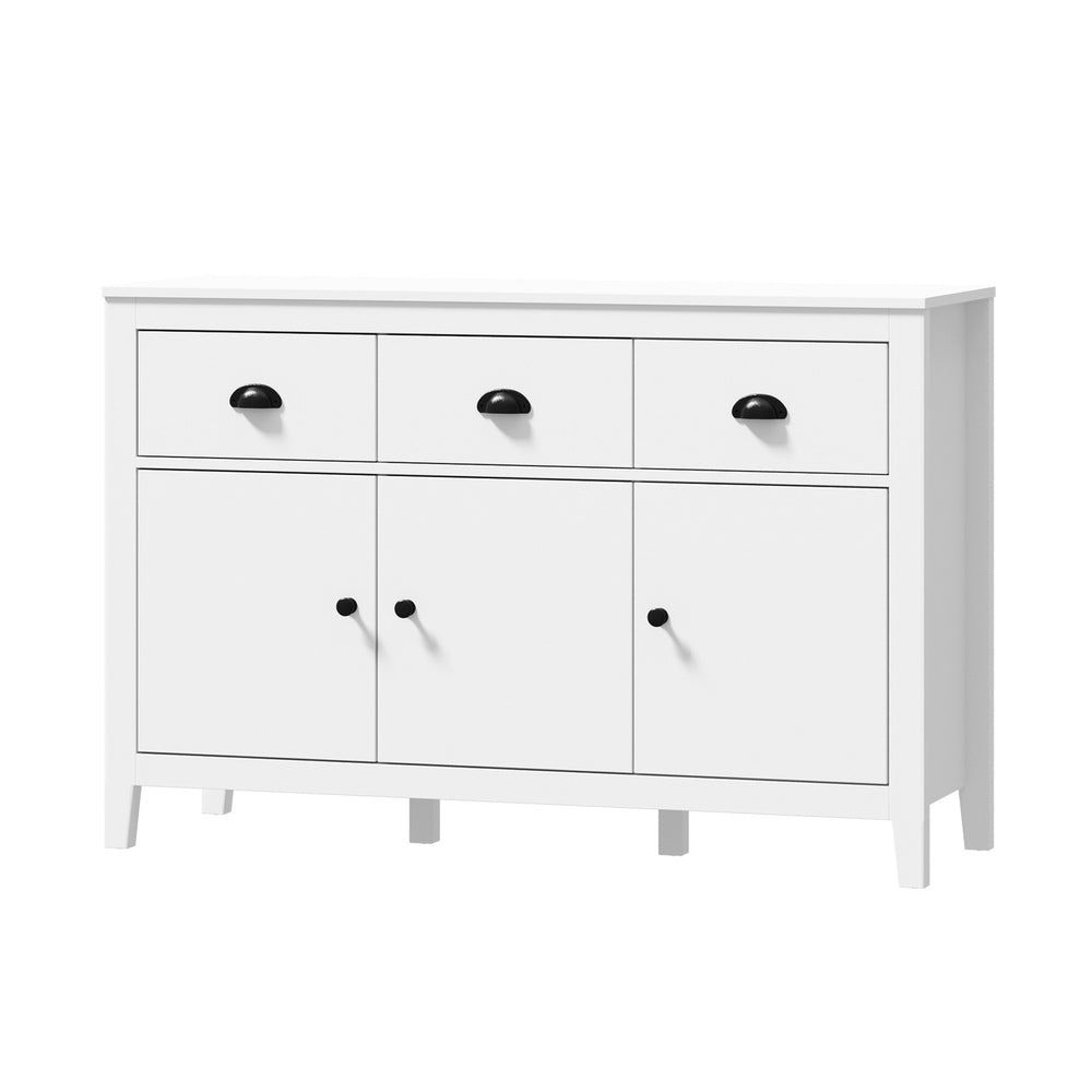Oikiture Sideboard Buffet Storage Cabinet 3 Doors Cupboard Pantry Kitchen White-Sideboard-PEROZ Accessories