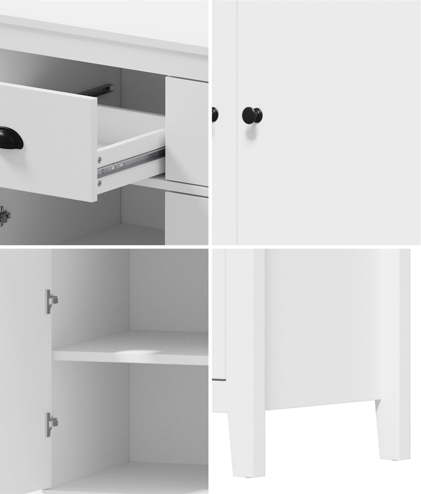 Oikiture Sideboard Buffet Storage Cabinet 3 Doors Cupboard Pantry Kitchen White-Sideboard-PEROZ Accessories