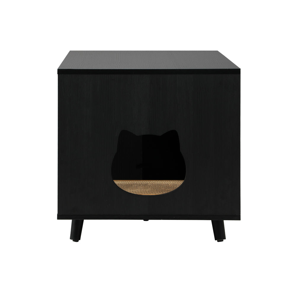 Alopet Cat Litter Box Enclosure Wooden Side Table Storage Cabinet W/ Scratcher-Sideboards-PEROZ Accessories