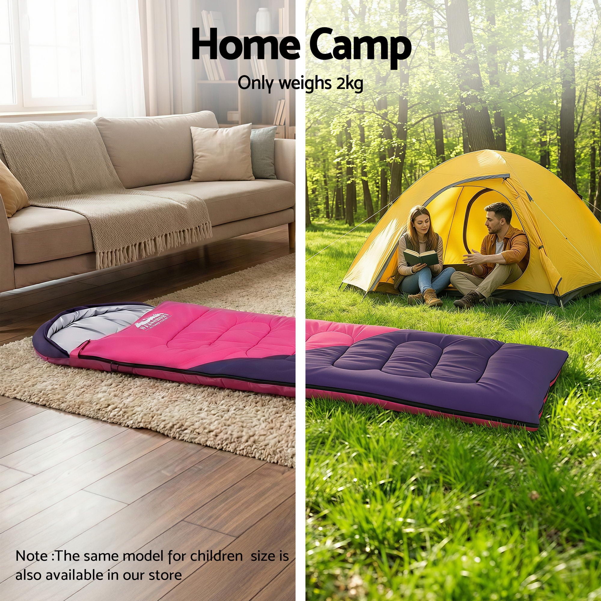 Weisshorn Sleeping Bag Single 213cm Thermal Camping Hiking Pink-Outdoor Recreation > Camping > Sleeping Bags-PEROZ Accessories