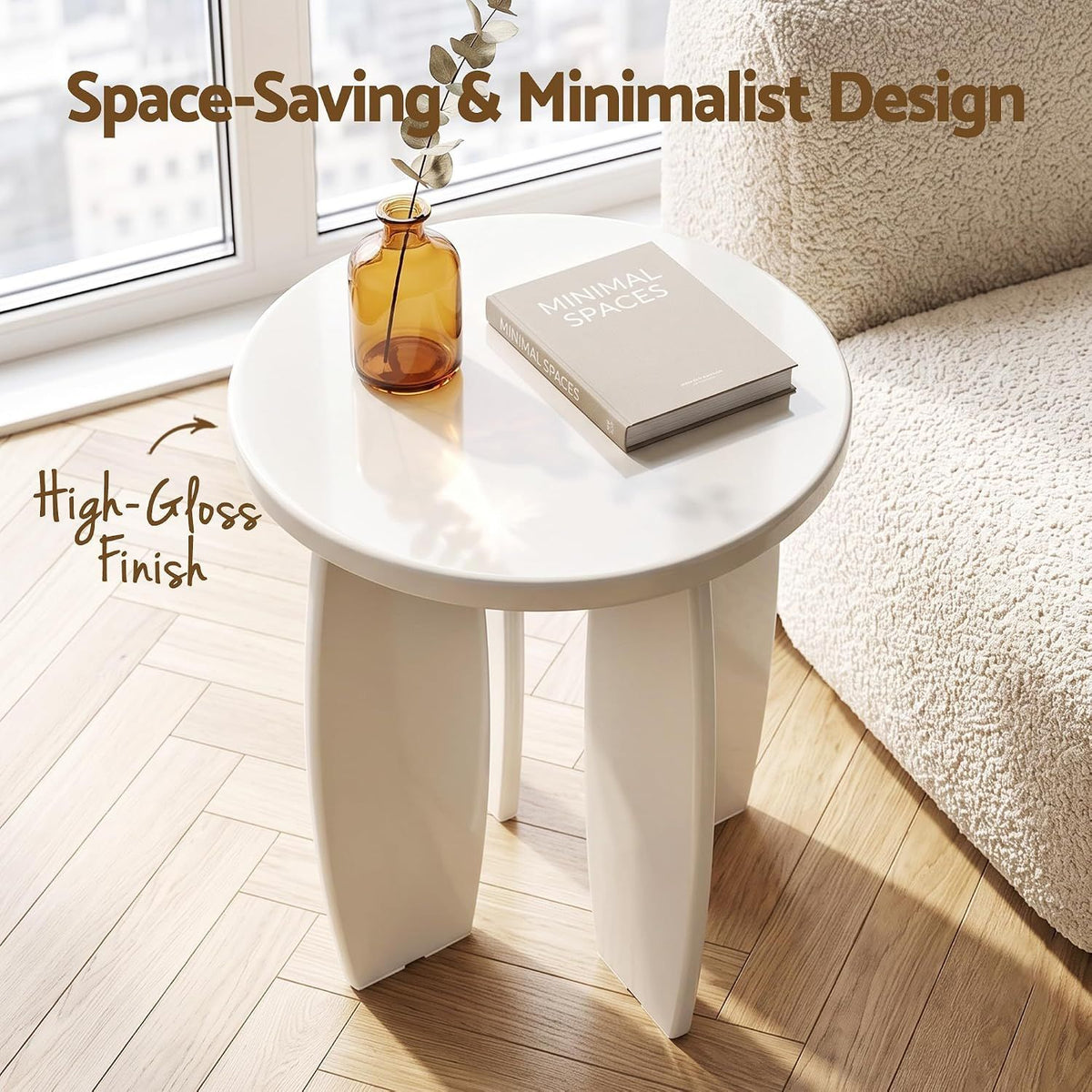 Artiss Single Boneless Sofa & Round End Table Set White-Furniture > Sofas > Sofas & Sofa Beds-PEROZ Accessories