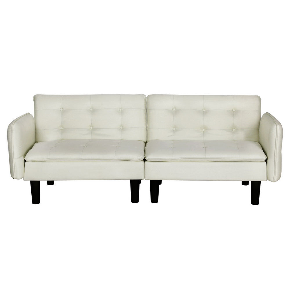 Artiss Sofa Bed 3 Seater Tufted Faux Linen Beige-Furniture > Living Room-PEROZ Accessories