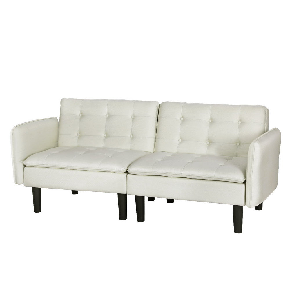 Artiss Sofa Bed 3 Seater Tufted Faux Linen Beige-Furniture > Living Room-PEROZ Accessories