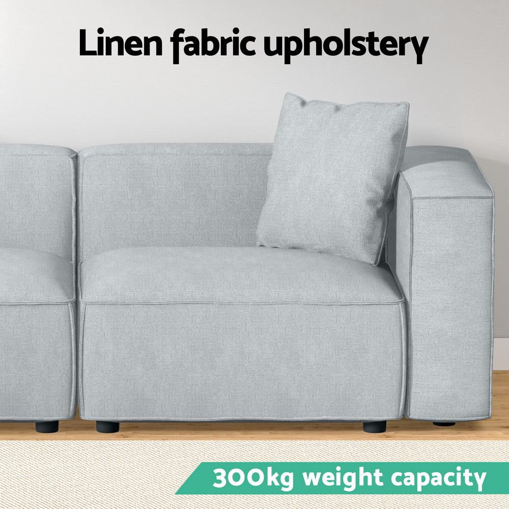 Artiss Modular Sofa Chaise Set 2-Seater Grey-Furniture > Living Room-PEROZ Accessories