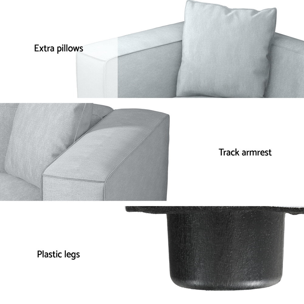 Artiss Modular Sofa Chaise Set 2-Seater Grey-Furniture > Living Room-PEROZ Accessories