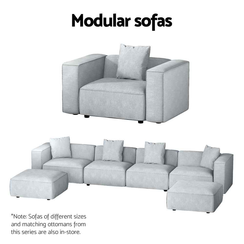 Artiss Modular Sofa Chaise Set 3-Seater Grey-Furniture > Living Room-PEROZ Accessories