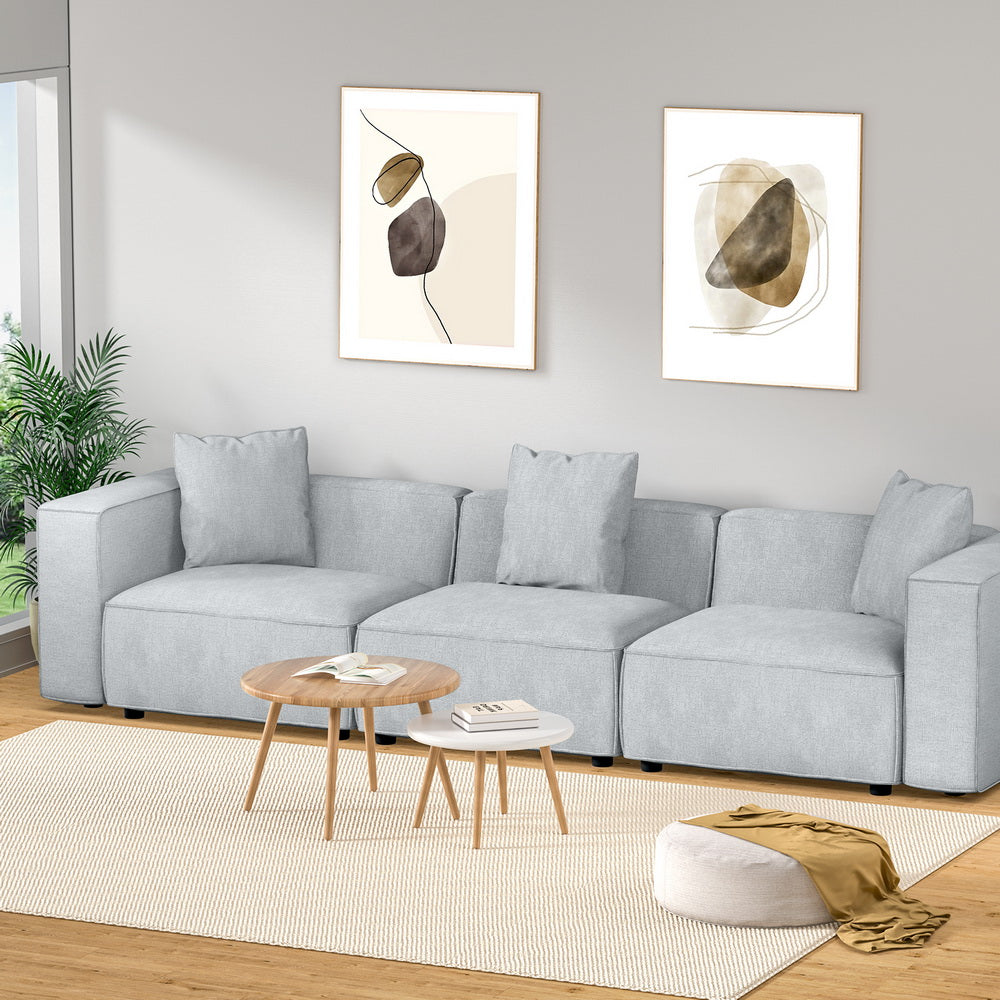 Artiss Modular Sofa Chaise Set 3-Seater Grey-Furniture > Living Room-PEROZ Accessories