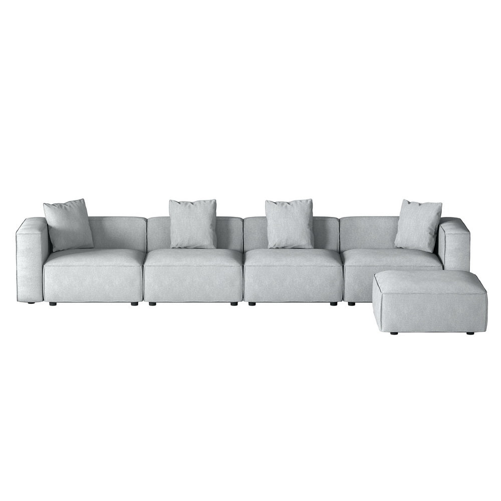 Artiss Modular Sofa Chaise Set 5-Seater Grey-Furniture > Living Room-PEROZ Accessories
