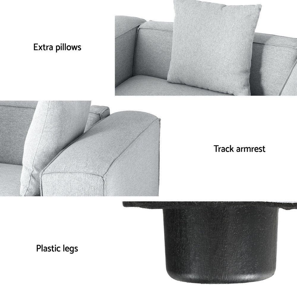 Artiss Modular Sofa Chaise Set 5-Seater Grey-Furniture > Living Room-PEROZ Accessories
