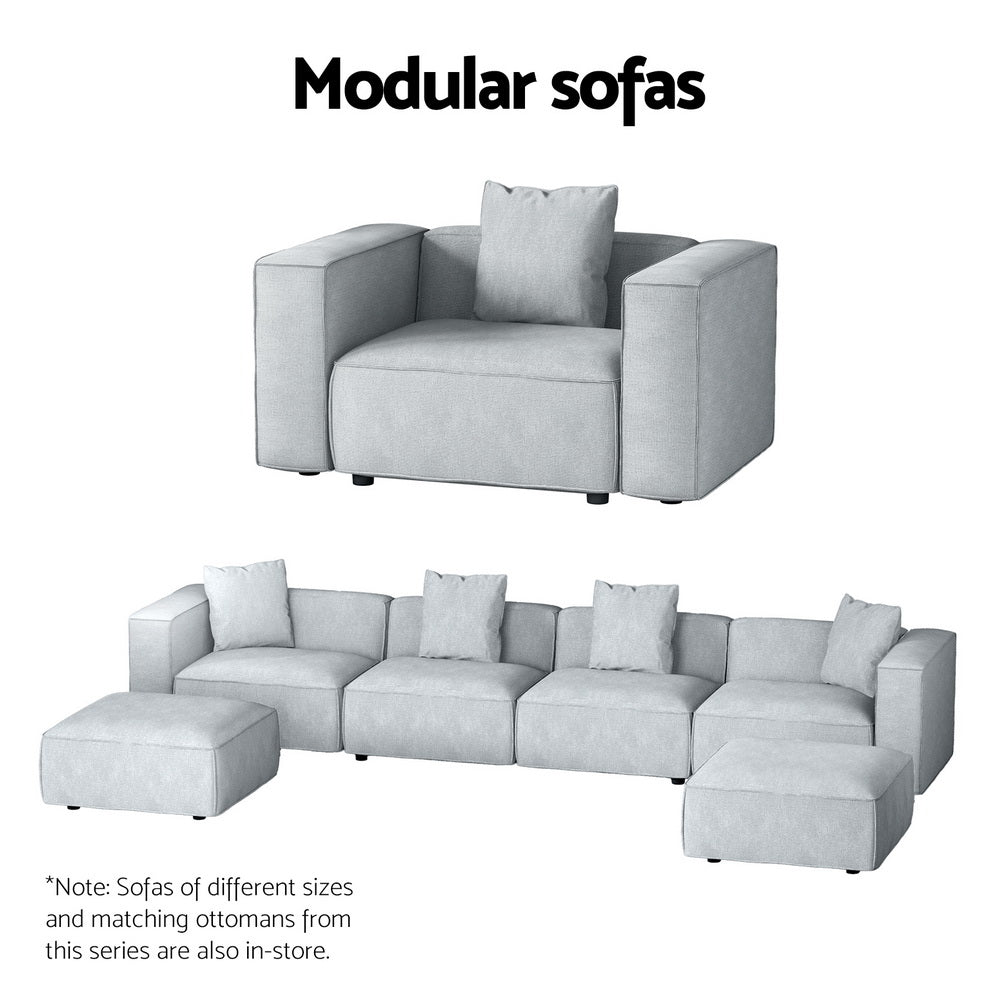 Artiss Modular Sofa Chaise Set 5-Seater Grey-Furniture > Living Room-PEROZ Accessories