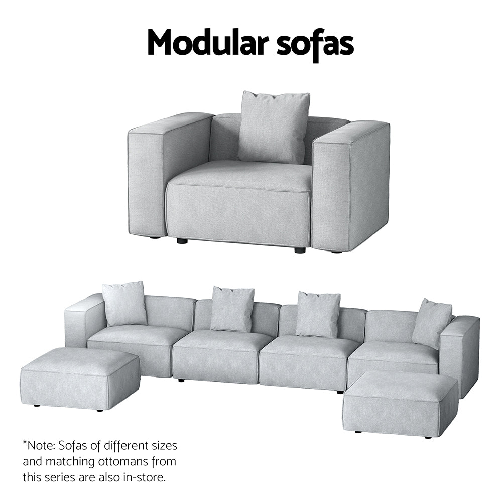 Artiss Modular Sofa Chaise Set 6-Seater Grey-Furniture > Living Room-PEROZ Accessories
