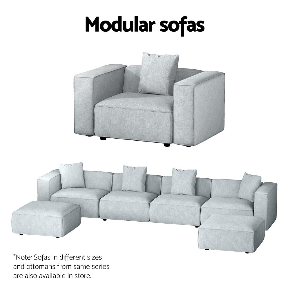 Artiss Modular Sofa Chaise Set 1-Seater Grey-Furniture > Living Room-PEROZ Accessories