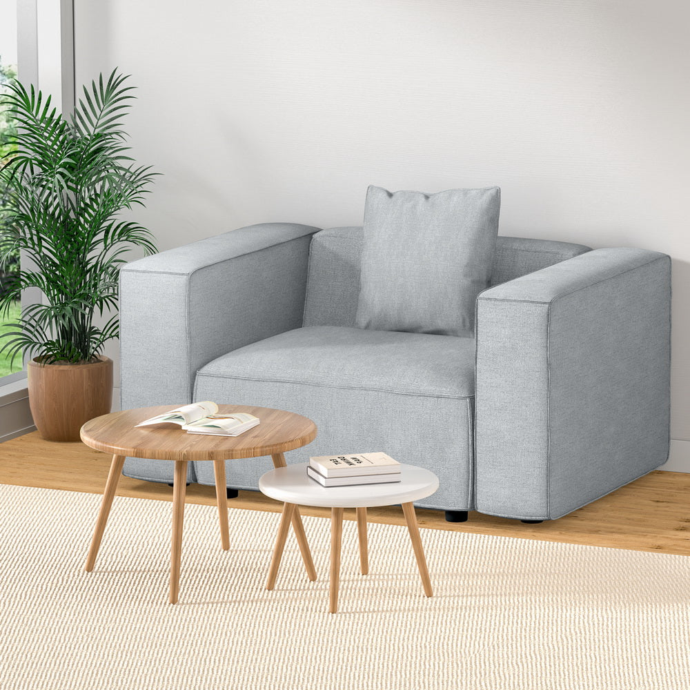Artiss Modular Sofa Chaise Set 1-Seater Grey-Furniture > Living Room-PEROZ Accessories