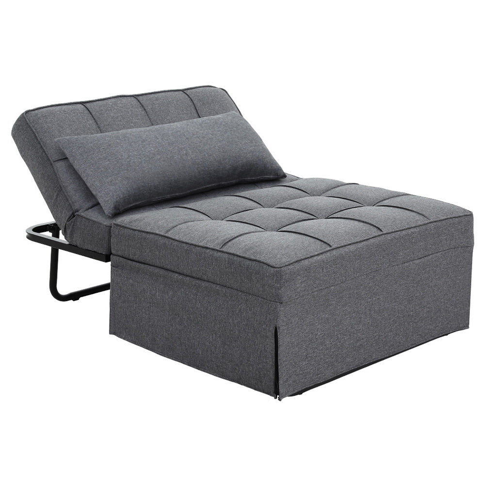 Artiss Sofa Bed Lounge Convertible Ottoman 1 Seater Couch Recliner Linen Grey-Furniture > Living Room-PEROZ Accessories