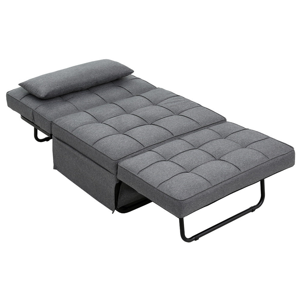 Artiss Sofa Bed Lounge Convertible Ottoman 1 Seater Couch Recliner Linen Grey-Furniture > Living Room-PEROZ Accessories