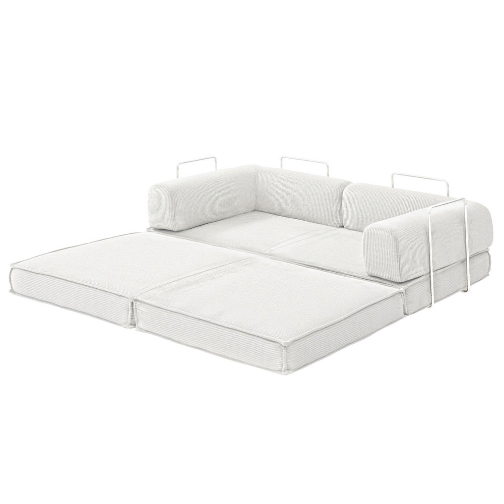 Artiss Convertible Folding Sofa Bed Beign-Furniture > Sofas > Sofas & Sofa Beds-PEROZ Accessories