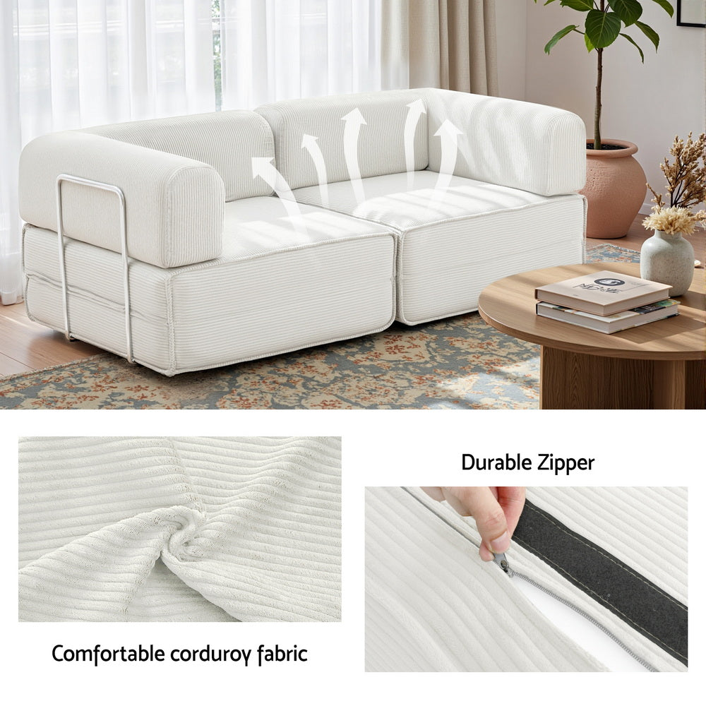 Artiss Convertible Folding Sofa Bed Beign-Furniture > Sofas > Sofas & Sofa Beds-PEROZ Accessories