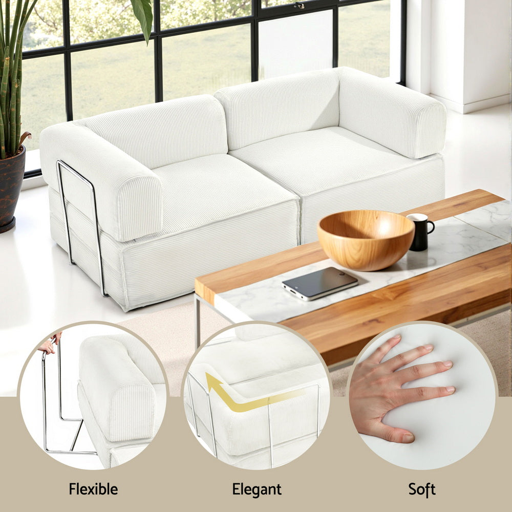 Artiss Convertible Folding Sofa Bed Beign-Furniture > Sofas > Sofas & Sofa Beds-PEROZ Accessories