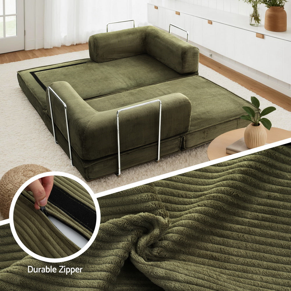 Artiss Convertible Folding Sofa Bed Green-Furniture > Sofas > Sofas & Sofa Beds-PEROZ Accessories