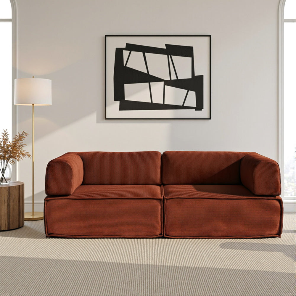 Artiss Convertible Folding Sofa Bed Orange-Furniture > Sofas > Sofas & Sofa Beds-PEROZ Accessories