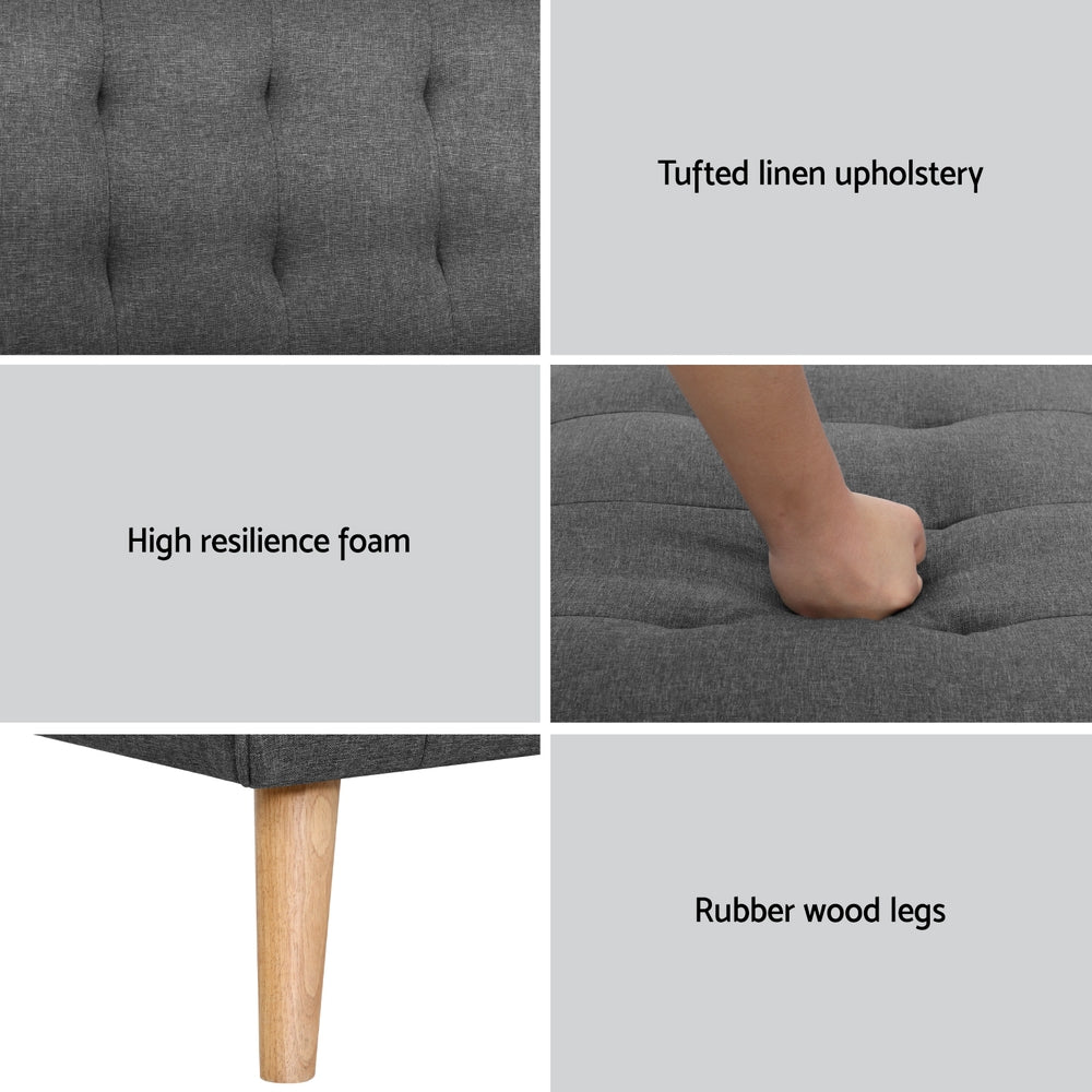 Artiss 2x Sofa Bed Couch Single Seater Fabric Grey-Furniture > Sofas > Sofas & Sofa Beds-PEROZ Accessories