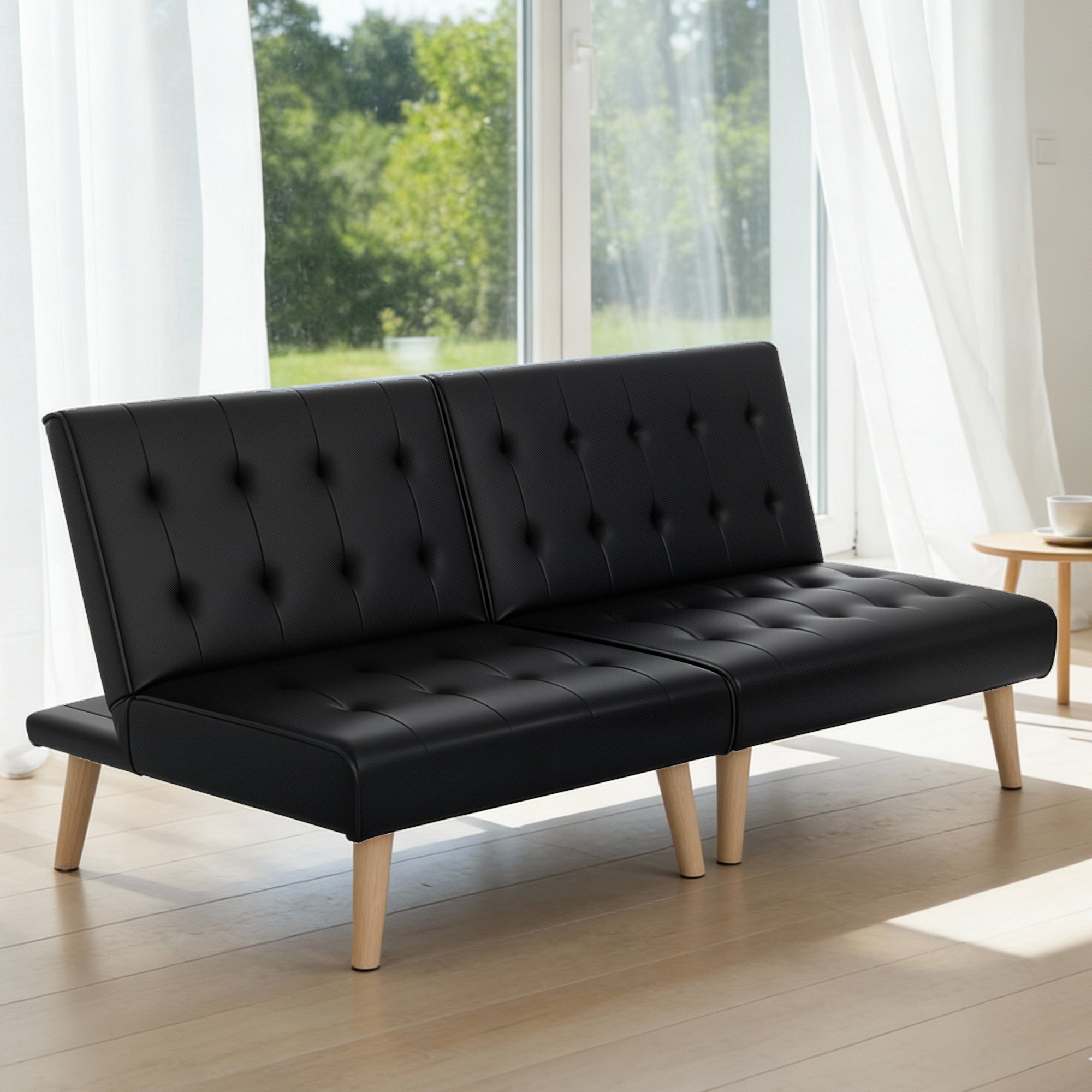 Artiss Sofa Bed Couch 2 Seater Lounge Fabric Black-Furniture > Sofas > Sofas & Sofa Beds-PEROZ Accessories