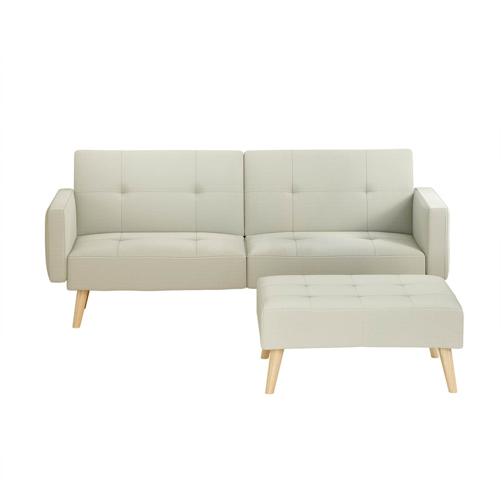 Artiss Sofa Bed Lounge Convertible Ottoman Couch Recliner 3 Seater Fabric Beige-Furniture > Living Room-PEROZ Accessories