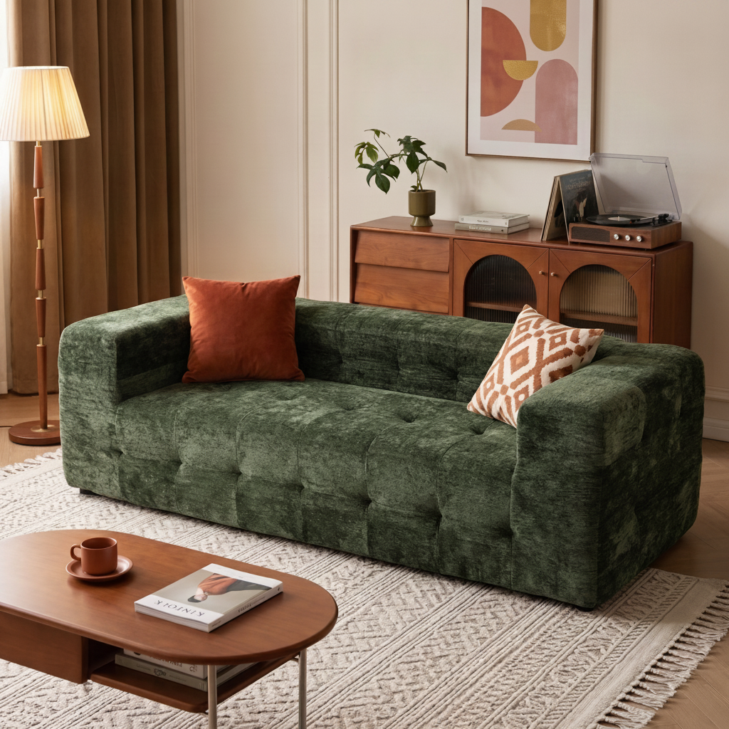 Artiss Comfort Boneless Sofa for Living Room Green Luxury Chenille-Furniture > Sofas > Sofas & Sofa Beds-PEROZ Accessories