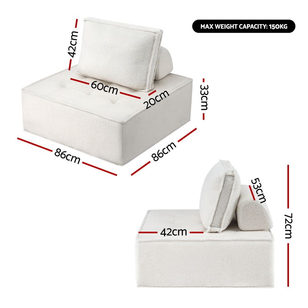 Artiss 2 Floor Sofa Lounge Chair with Pillow-Furniture > Sofas > Sofas & Sofa Beds-PEROZ Accessories