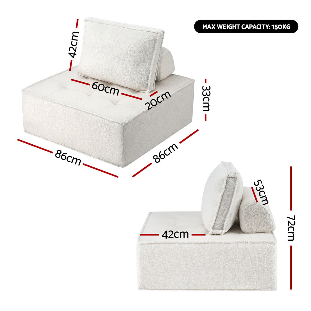 Artiss 2 Floor Sofa Lounge Chair with Pillow-Furniture > Sofas > Sofas & Sofa Beds-PEROZ Accessories
