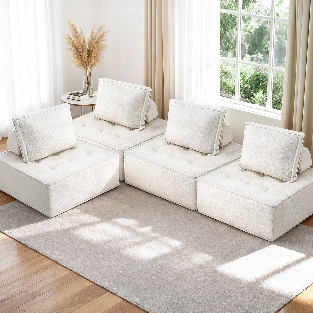 Artiss Floor Sofa Lounge Chair 4 Seater with Pillow-Furniture > Sofas > Sofas & Sofa Beds-PEROZ Accessories