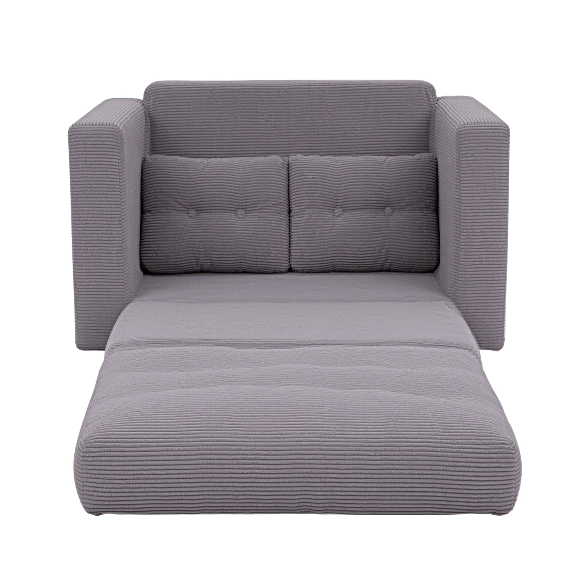 Artiss 2 Seater Corduroy Convertible Sofa Bed Pull Out Boneless Couch Grey-Furniture > Sofas > Sofas & Sofa Beds-PEROZ Accessories