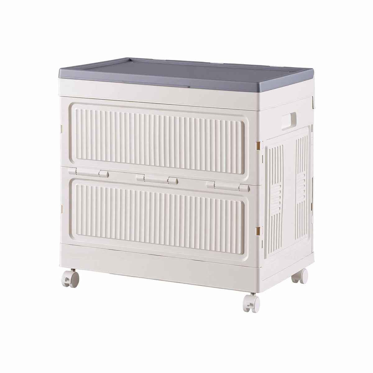 Artiss Foldable Storage Cabinet Stackable Box Flip-Top Rolling Organiser White-Home & Garden > Storage > Storage Boxes-PEROZ Accessories