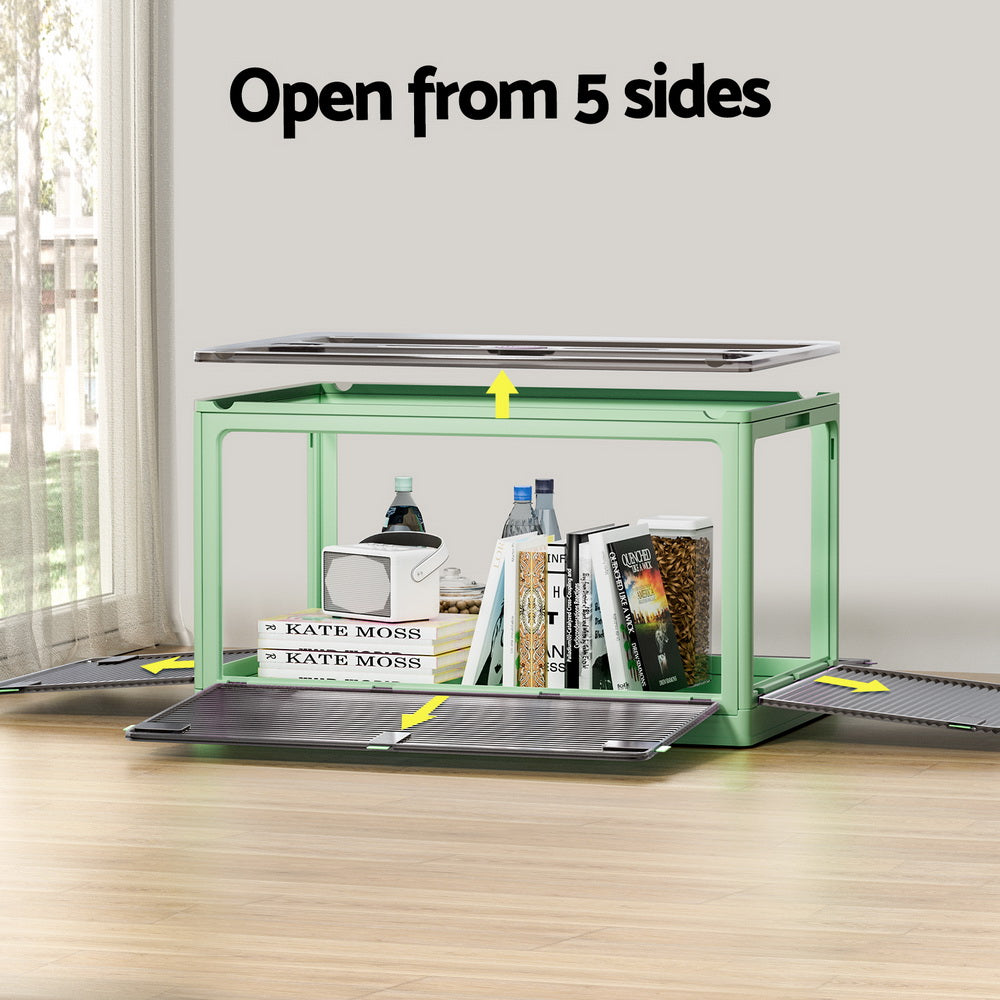 Artiss Storage Container Foldable Stackable Large 5 Sides Open Transparent 140L-Home & Garden > Storage-PEROZ Accessories